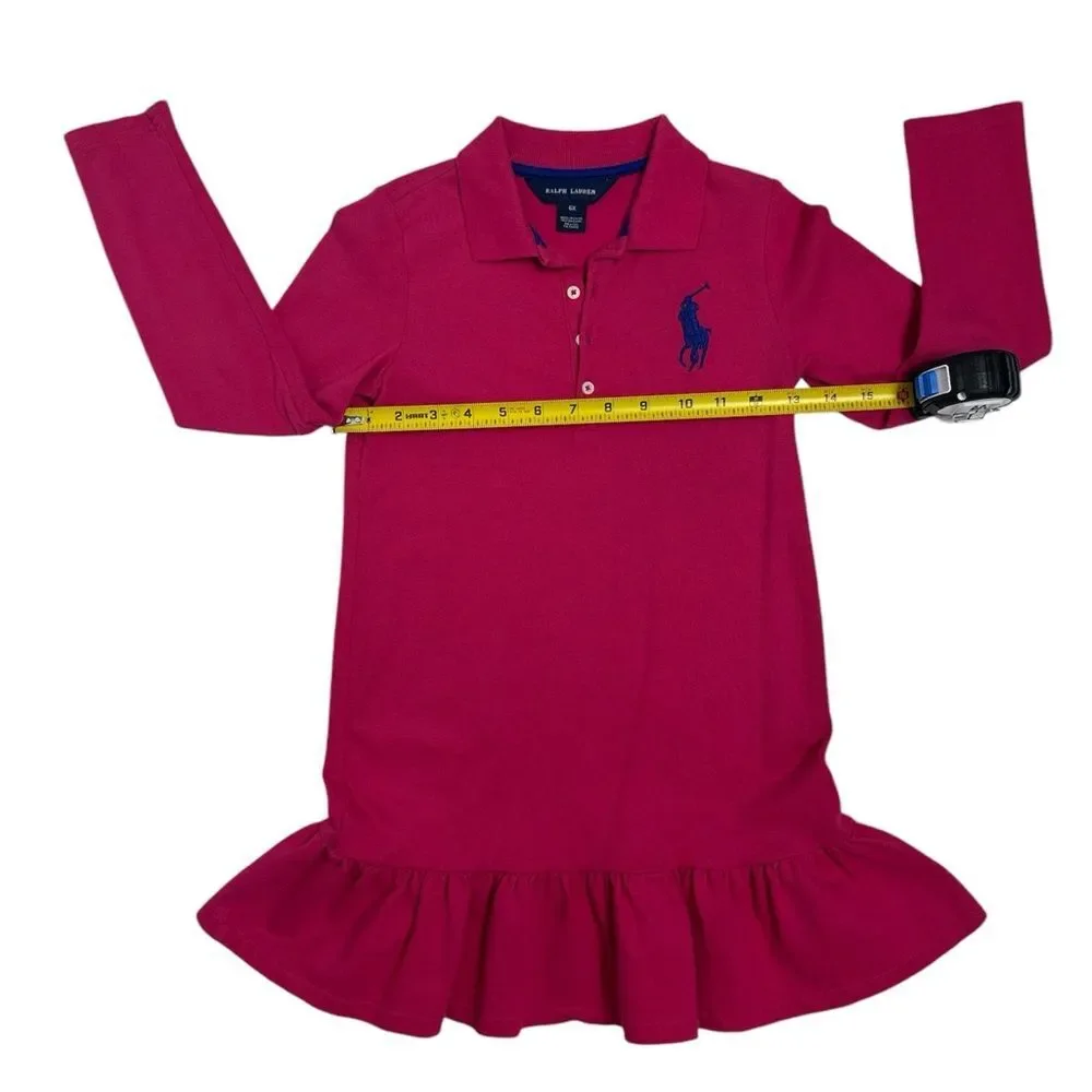 RALPH LAUREN Big Pony Long-Sleeve Polo Dress‎ SIZE 6X